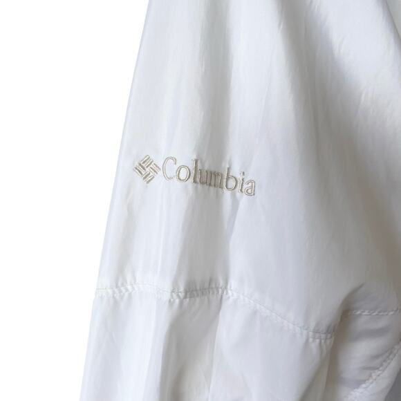 COLUMBIA Women's Full Zip Waterproof Windbreaker Jacket XL White Lightweight - Picture 2 of 6